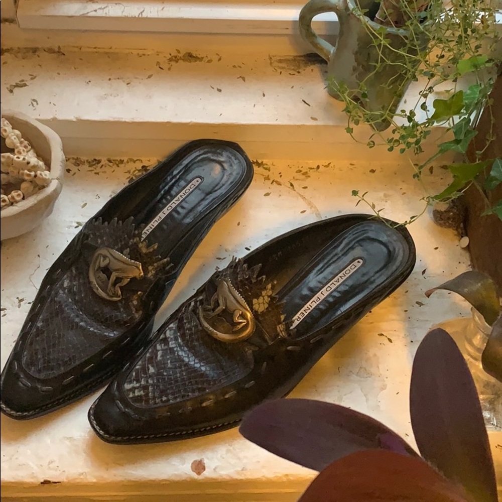 Donald Pliner lizard queen mule Loafer